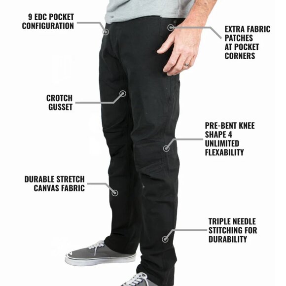 Black Off The Grid Trailblazer 5.0 Pant Taper Fit Jeans Pants 36x32 - Picture 3 of 4